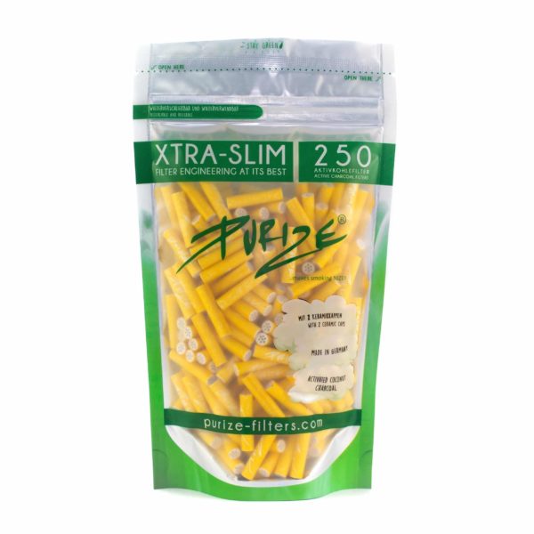 Purize Xtra Slim YELLOW - Activated Charcoal Filters 1, Filter Tips