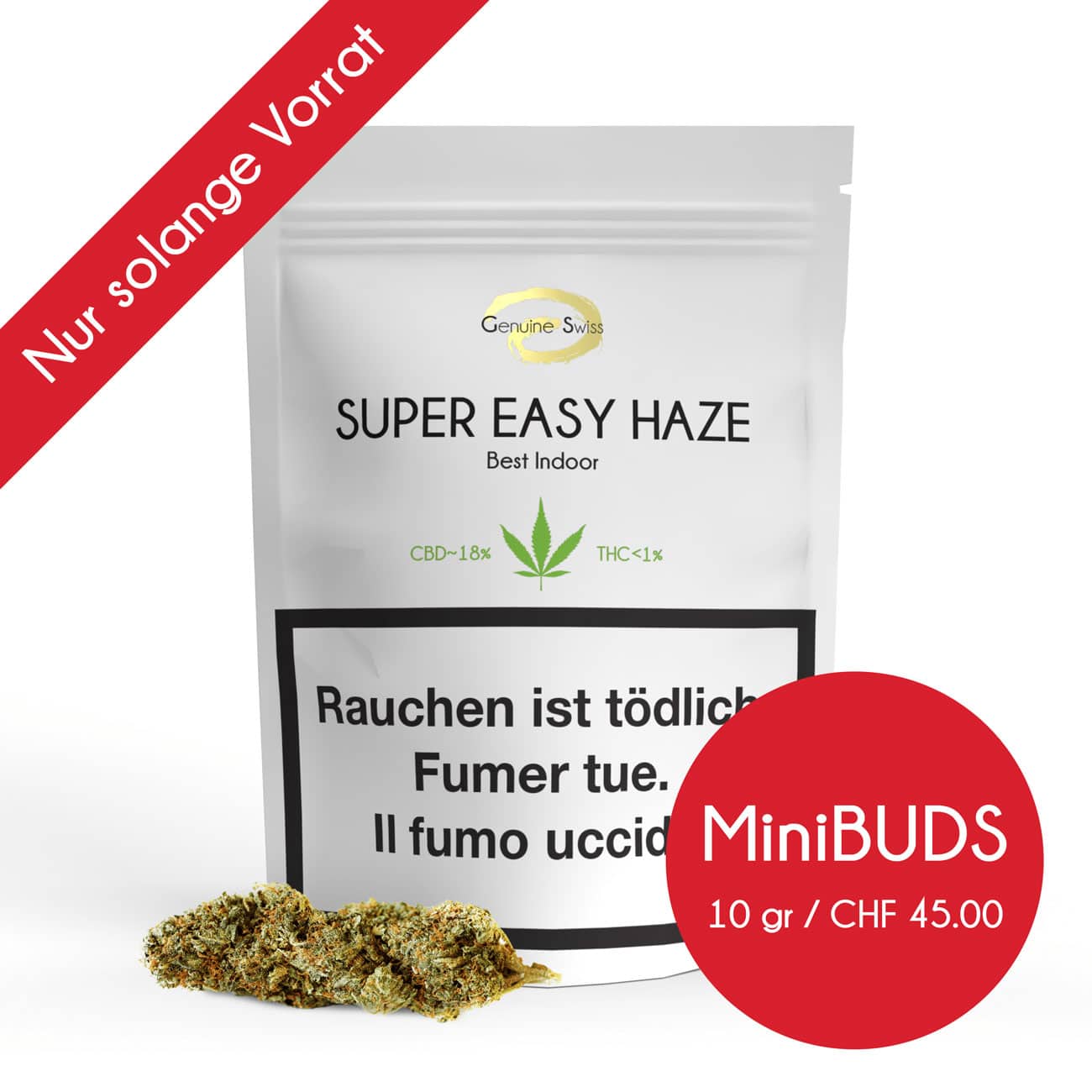 Genuine Swiss Super Easy Haze Minibuds, Small Buds