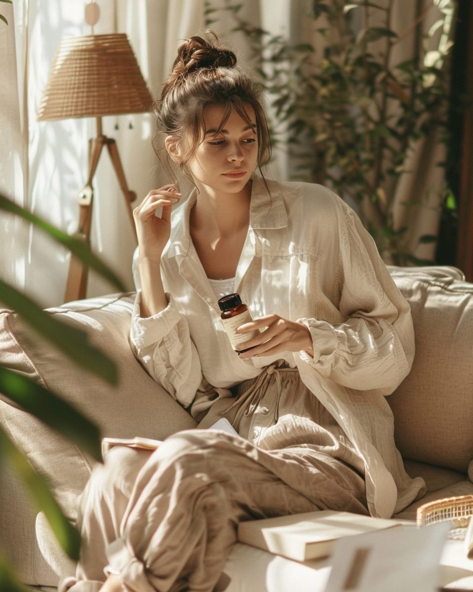 Adult showing signs of ADHD like restlessness and distraction exploring CBD as a natural support for attention and calm