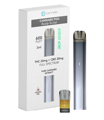 Cannaliz Jack Herer Cannabis Vape Pod Kit ⦁ Nevoks APX S2 + 20/20mg THC/CBD Cartridge 1