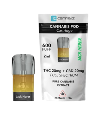Cannaliz Jack Herer CBD 20mg + THC 20mg Cartridge ⦁ Full-Spectrum Cannabis Pod 1